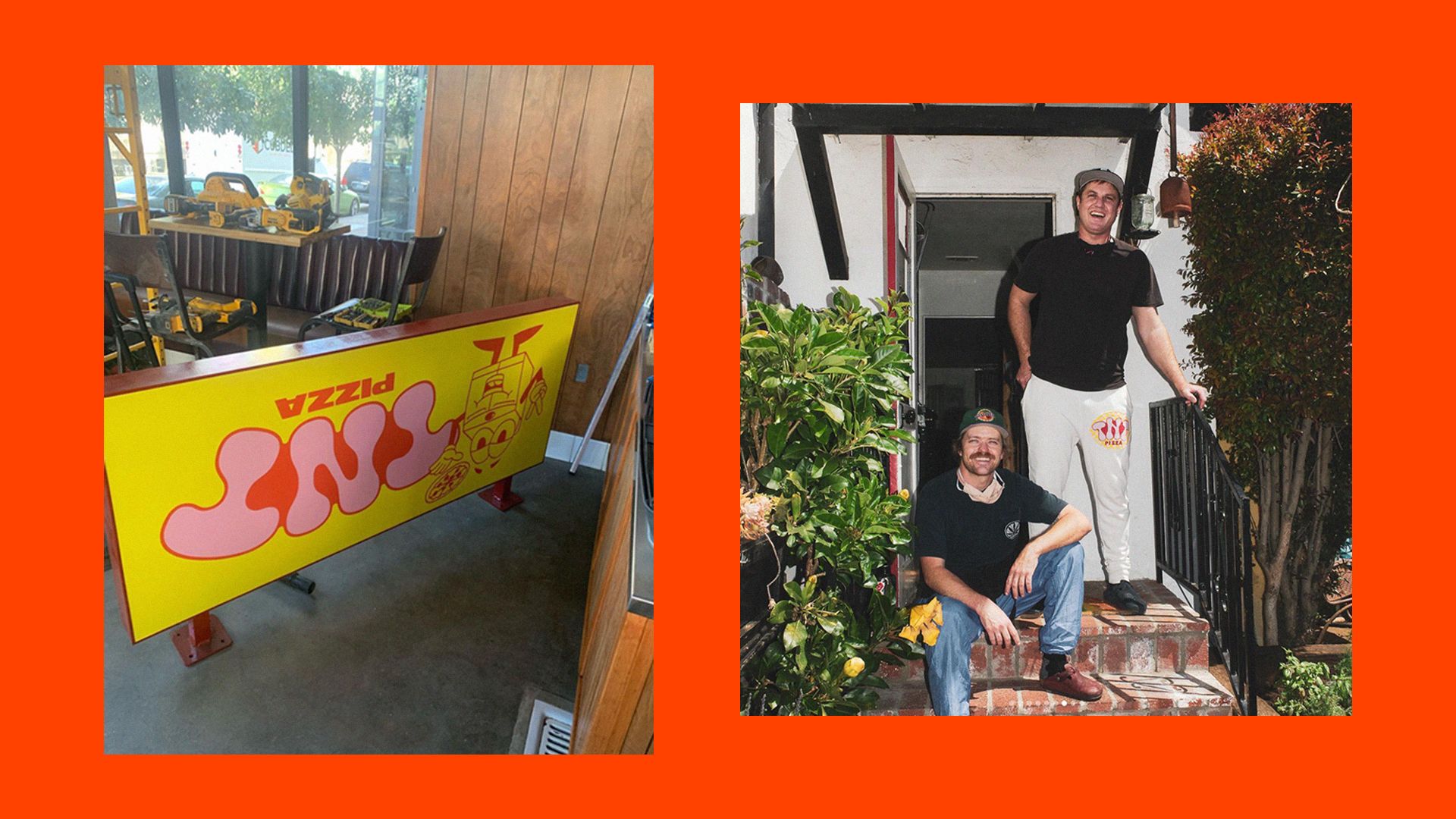 TNT Pizza restaurant and owner phots from the Brand Identity & Packaging project