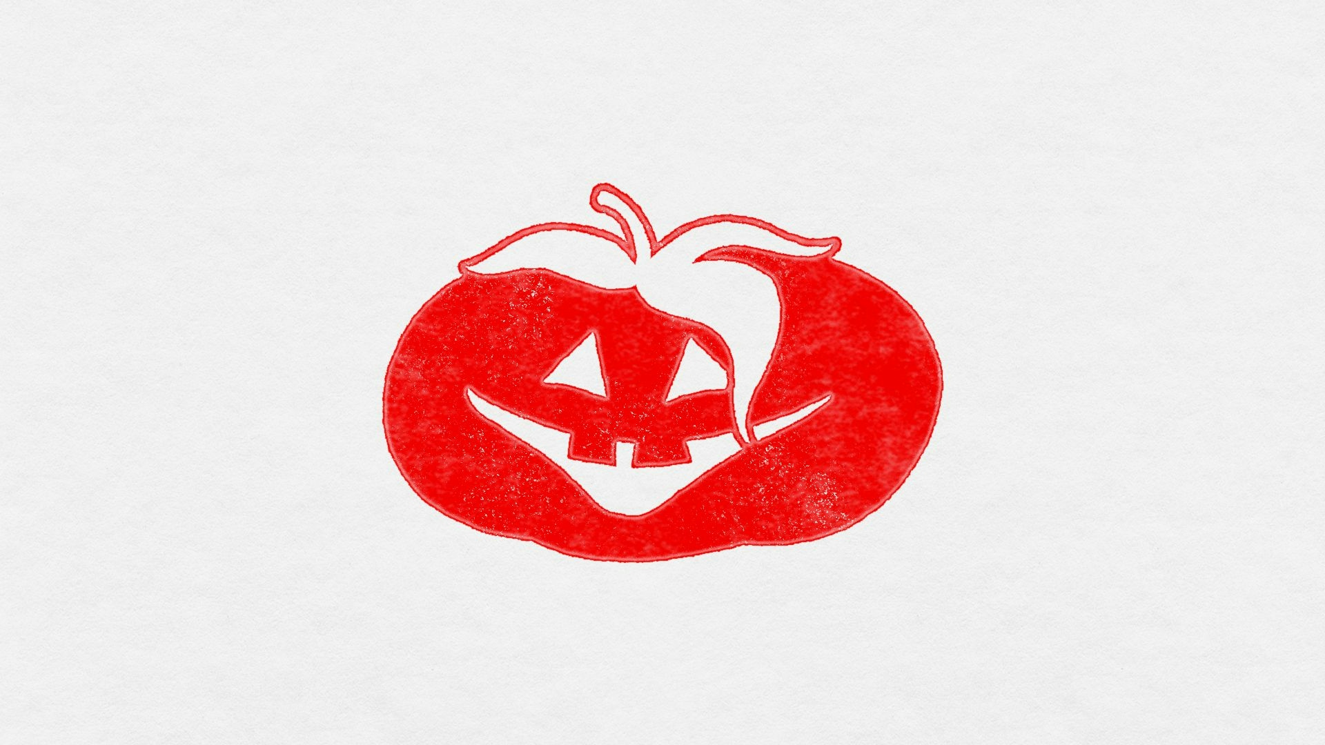 TNT Pizza tomato jack-o-lantern from the Brand Identity & Packaging project