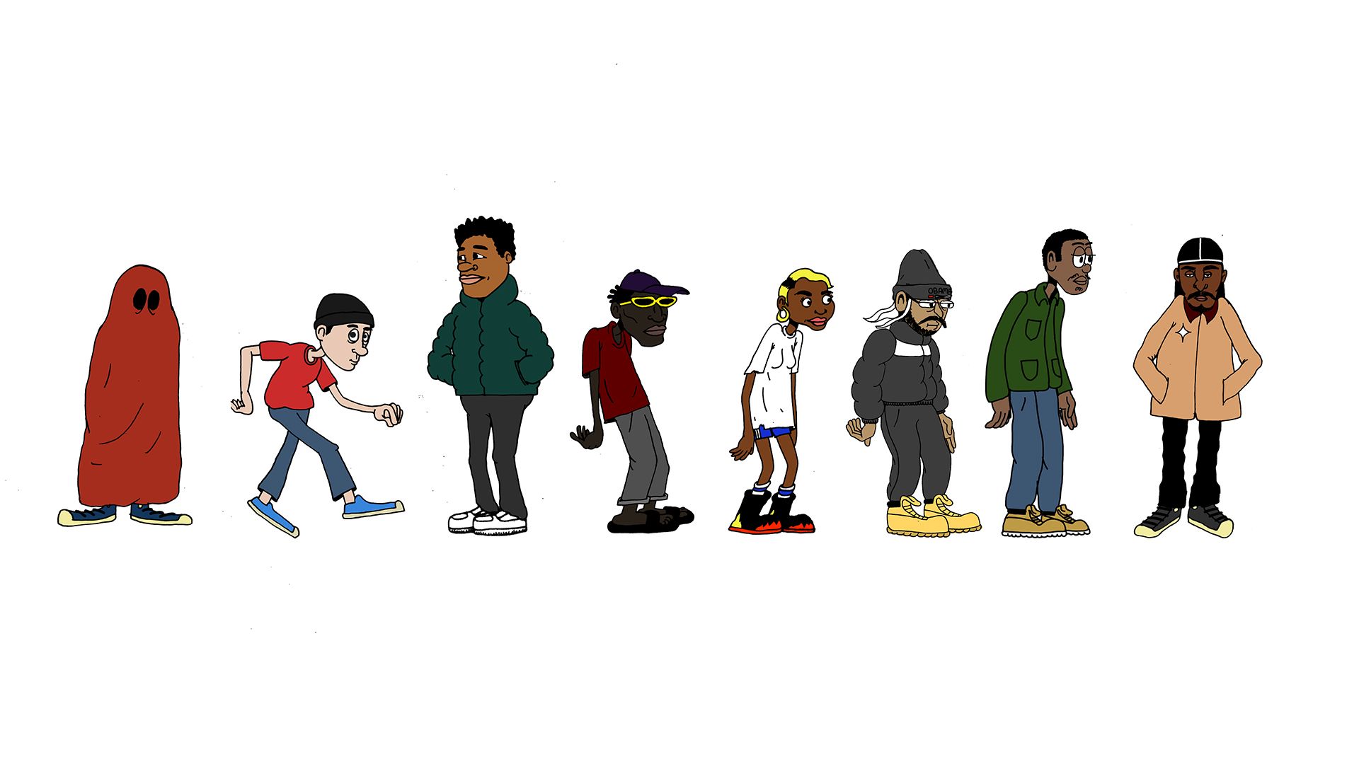 Animated characters from the “SahBabii /\ Now, Nation End, 38:15” Official Music Video