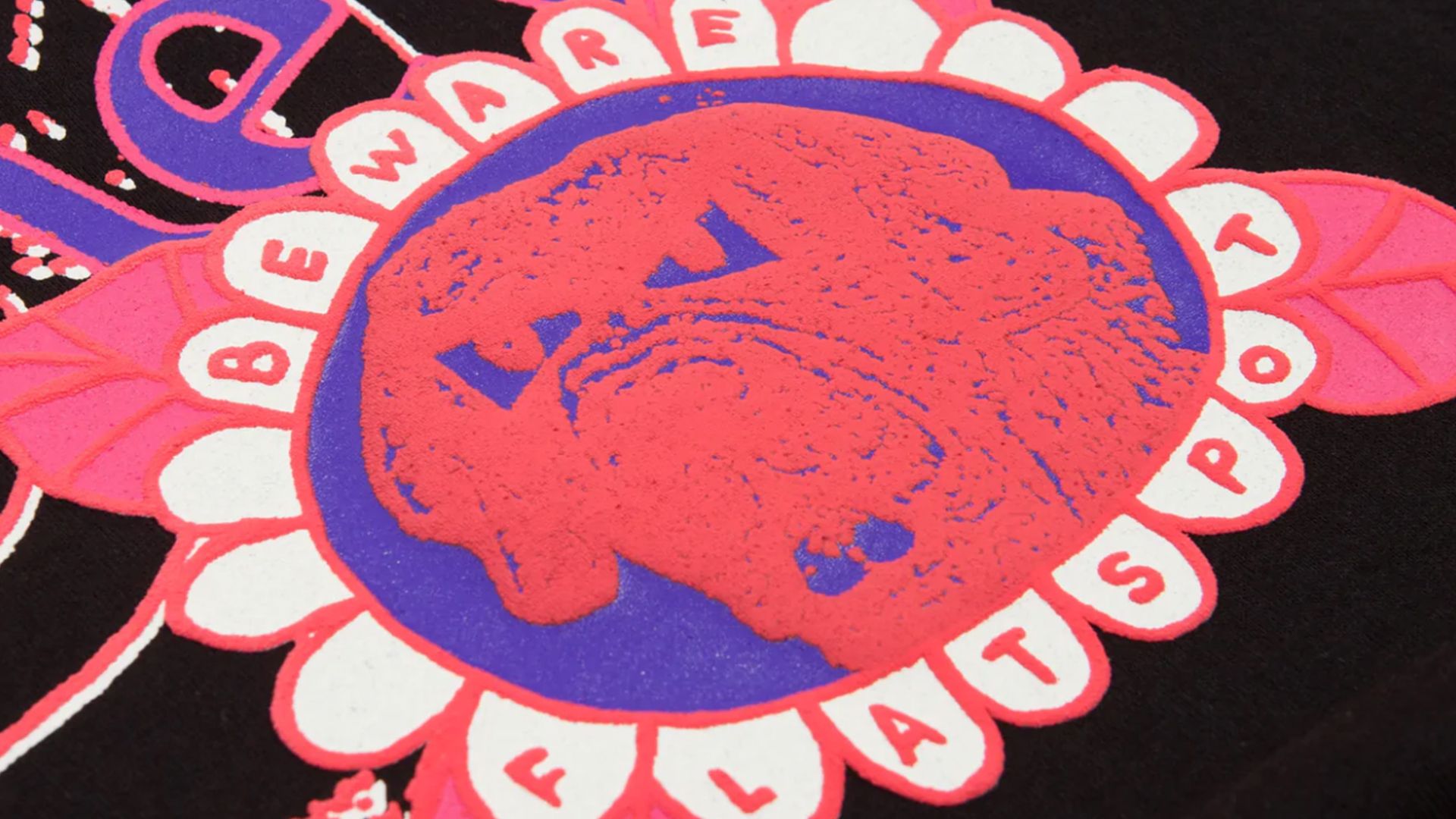 Flatspot AW21 Collection "beware flatspot" illustration on black graphic tee