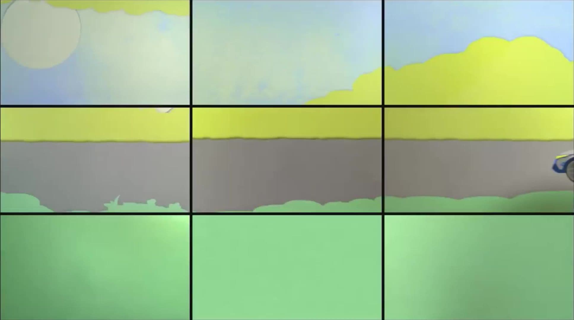 Electrify America “Hello, Freedom” Campaign animation clip of an electric car driving up to charge stations