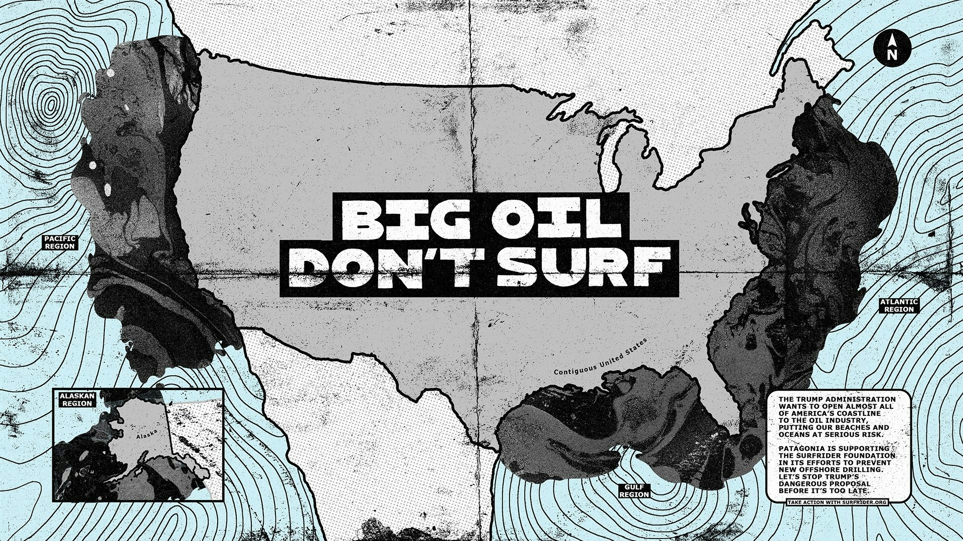 “Big Oil Don’t Surf” Campaign map of the USA