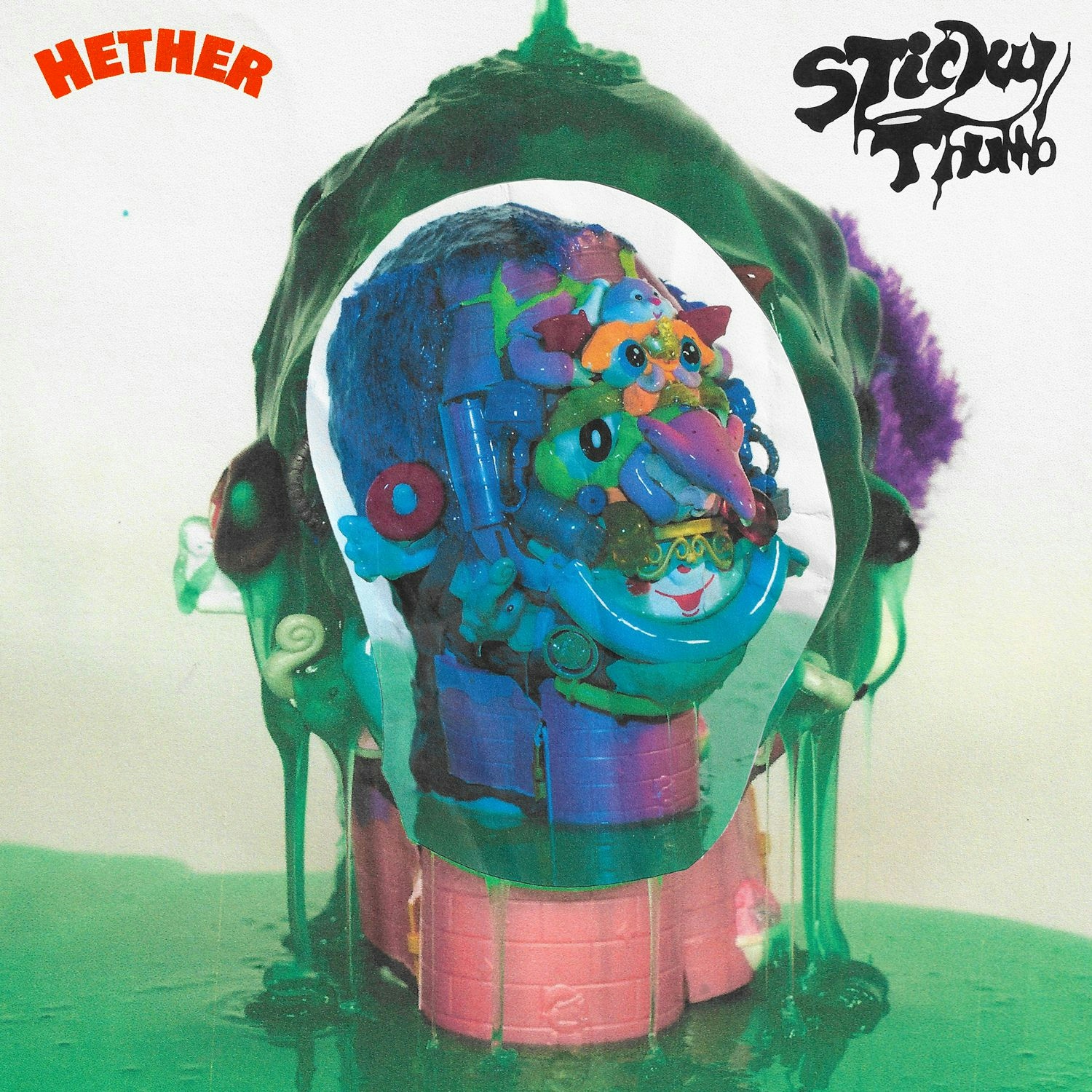 Hether Sticky Thumb cover art of a head dripping with green slime