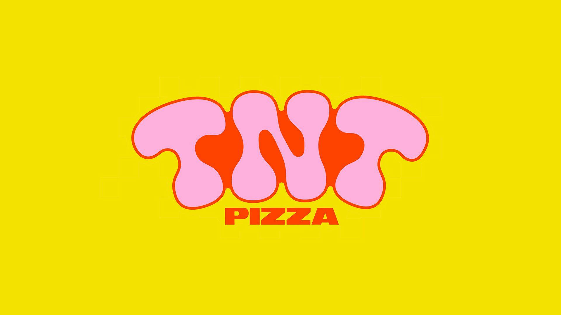 TNT Pizza logo in pink and red from the Brand Identity & Packaging project