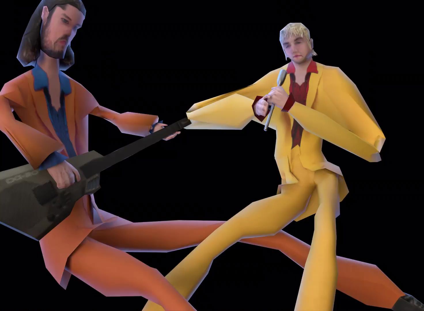 Low-poly band members in suits for the Sports Get A Good Look Album Campaign